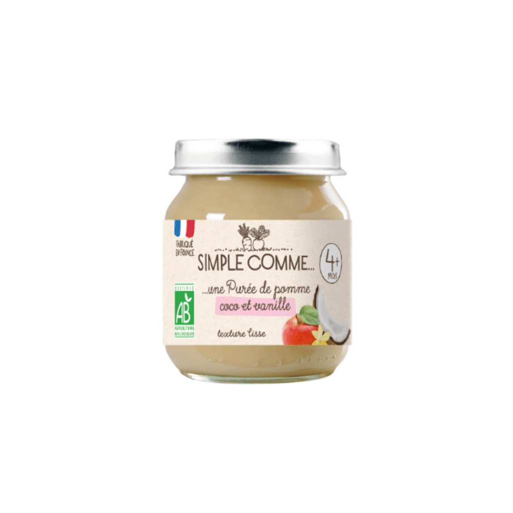 Simple comme Petit pot bébé Pomme Coco et Vanille BIO - dès 4 mois - 125g vrac-zero-dechet-ecolo-lille-pilaterie