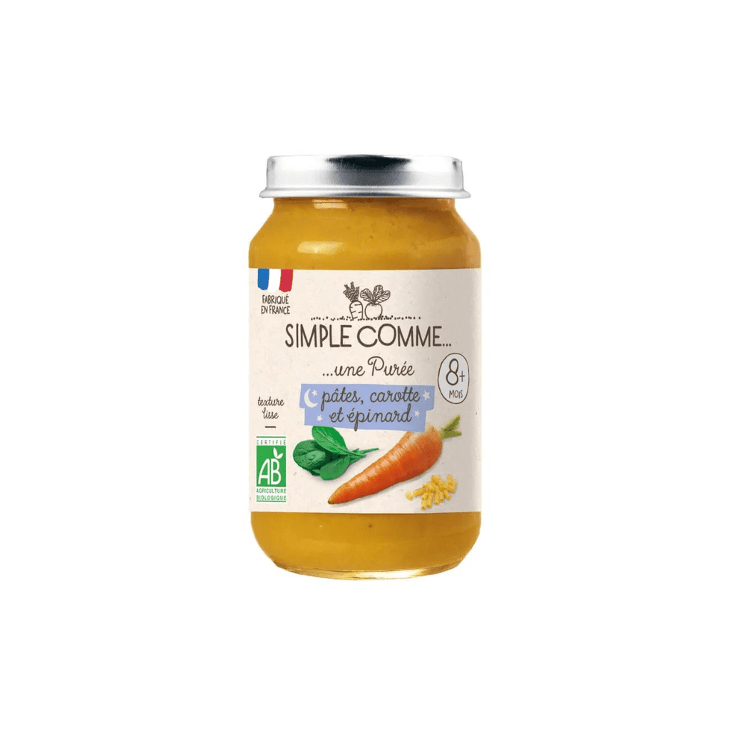 Simple comme Pot bébé Pâtes Carotte Epinard BIO - dès 8 mois - 200g - ANTIGASPI vrac-zero-dechet-ecolo-lille-pilaterie